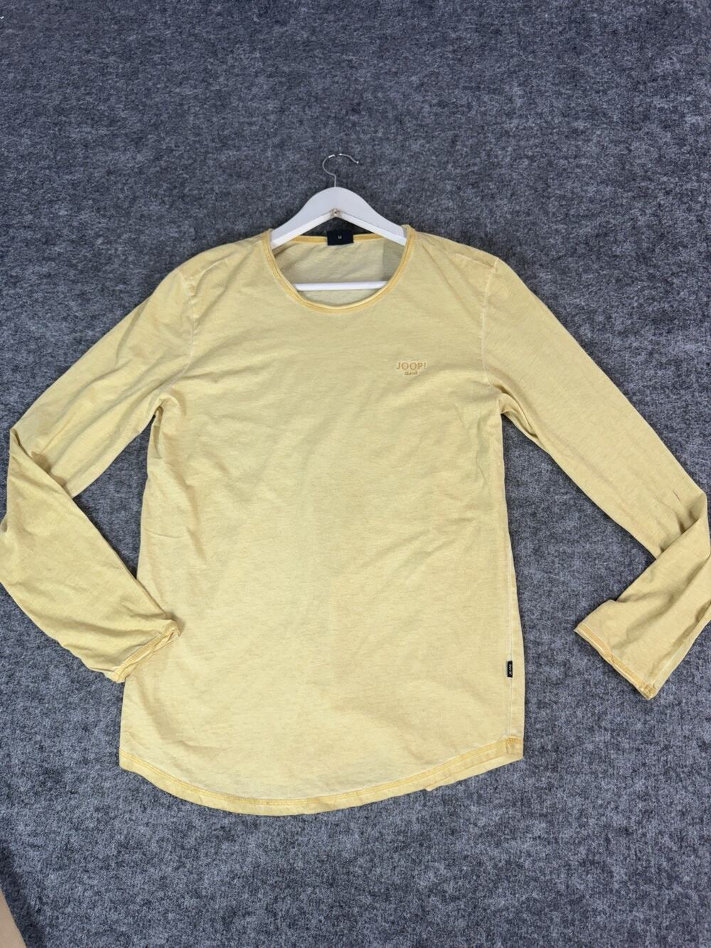 JOOP! Jeans Long Sleeve Shirt Men Medium Yellow Faded Wash Logo Casual Tee N320